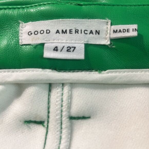Good American Faux Leather Straight Leg Jeans Pants Green Size 27 - Picture 5 of 7